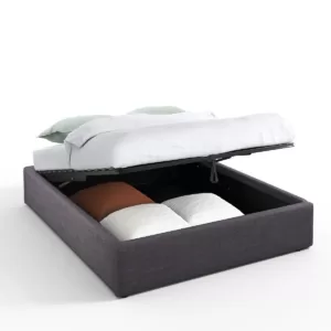 La Redoute impressionne avec le lit coffre Papilla à sommier relevable : Confort et espace en gris foncé